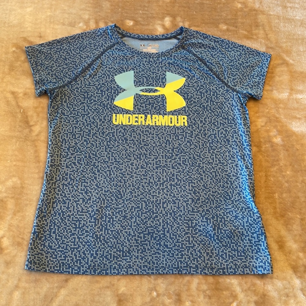 Girls Blue Loose fit Under Armour heat gear athletic shirt